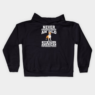 Never Underestimate an Old Man with American Staffordshire Terrier Kids Hoodie